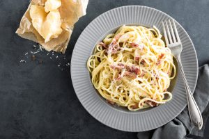 Паста карбонара с ветчиной и сливками