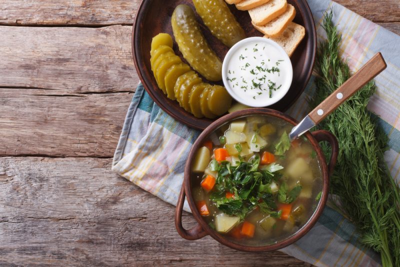 Рассольник с капустой и солеными огурцами