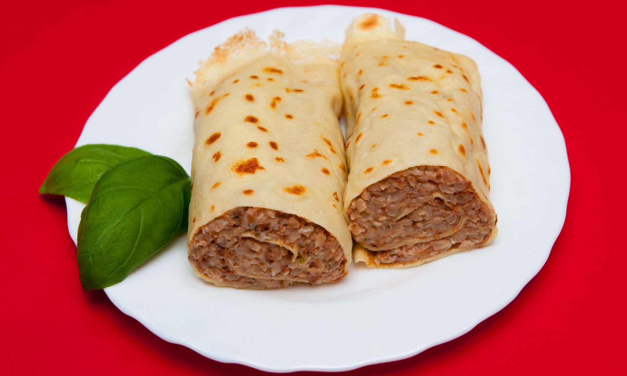 Постные блины с гречкой и грибами