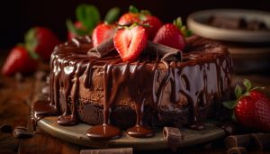 Шоколадный торт с соусом из ягод