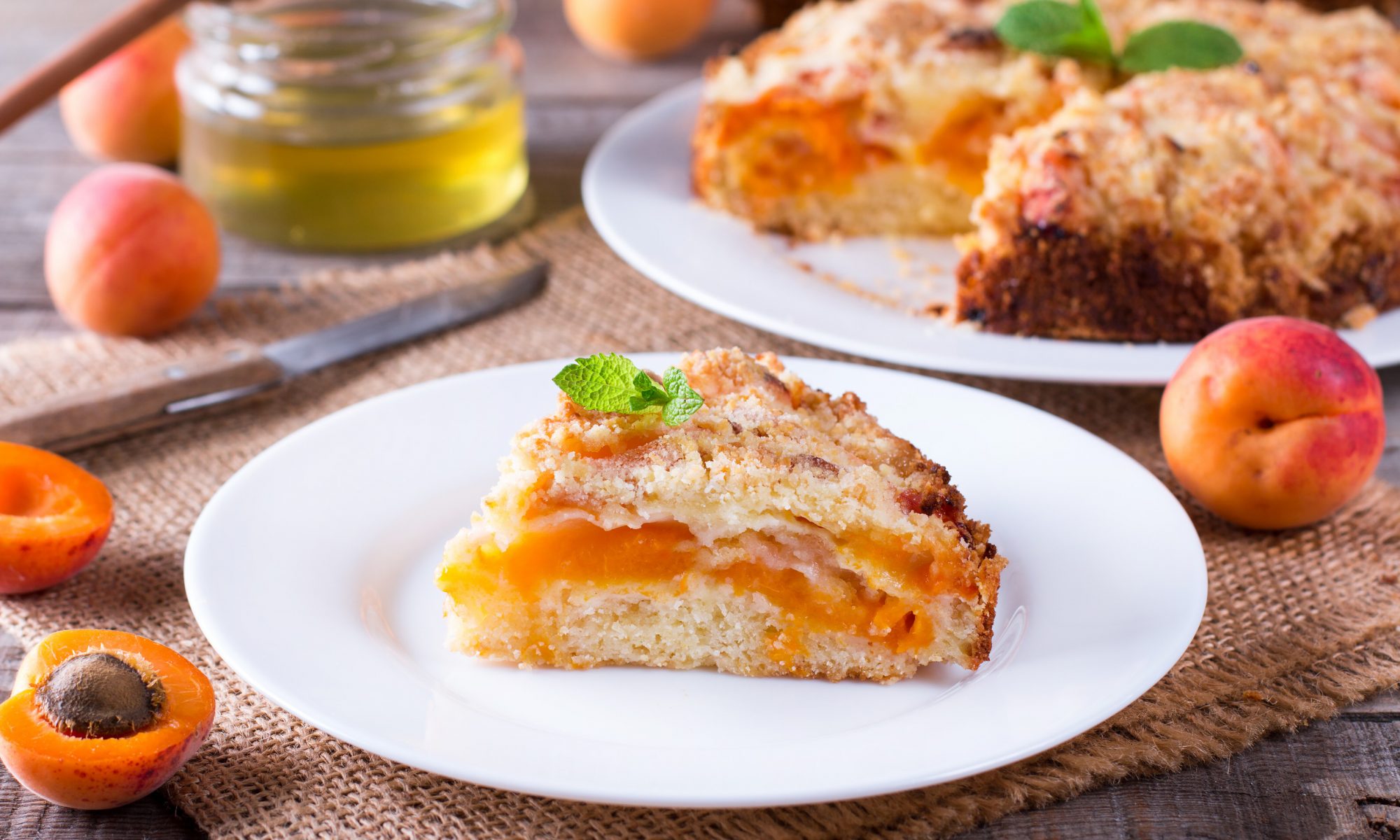 Домашнее нарезное пирожное с курагой